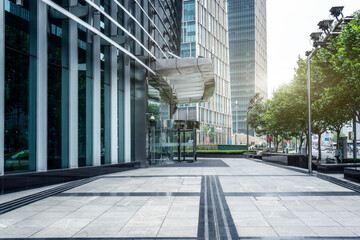 Obraz premium Shanghai Financial District Plaza and Urban Modern Architecture Office Building