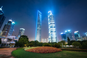 Fototapeta na wymiar Shanghai Lujiazui city night view and modern architecture landscape