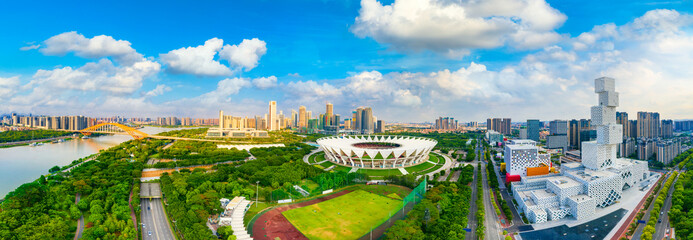 Aerial scenery of Dongping new town, Foshan City, Guangdong Province, China