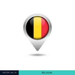 Belgium flag map pin vector design template