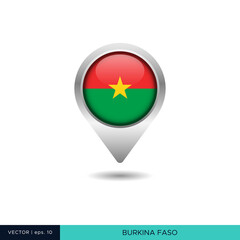 Burkina Faso flag map pin vector design template