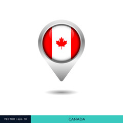 Canada flag map pin vector design template