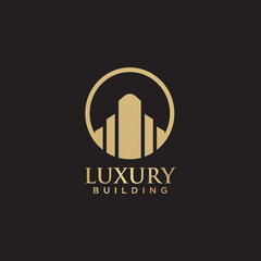 Luxury building logo design with gold color