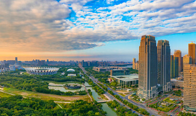 Aerial scenery of Dongping new town, Foshan City, Guangdong Province, China