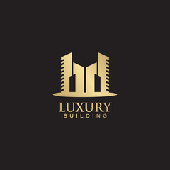 Luxury building logo design with gold color