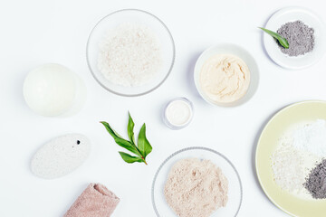 Fototapeta na wymiar Organic cosmetics ingredients on white background