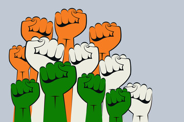 Fists in three colours of Indian flag