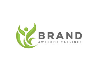 Fitness human logo design on white background. Sport people concept icon logo sign. Active man creative symbol. Vector illustration.