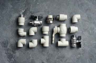 Plumbing details close-up on a stone background