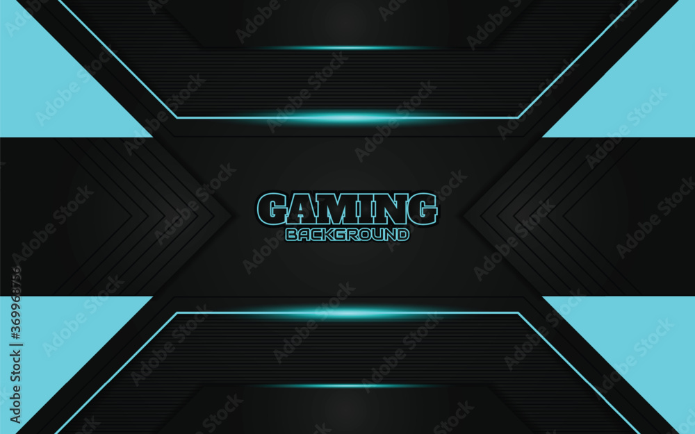 Poster abstract futuristic black and blue gaming background with modern esport shapes. vector design templa