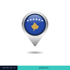 Kosovo flag map pin vector design template