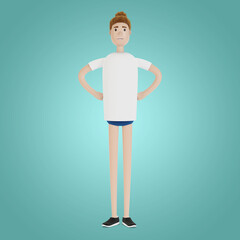 Portrait of a girl. 3D illustration in cartoon style.