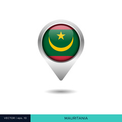 Mauritania flag map pin vector design template