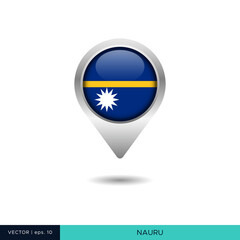 Fototapeta premium Nauru flag map pin vector design template