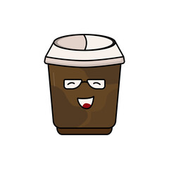 Coffee cup character cartoon. Design template vector