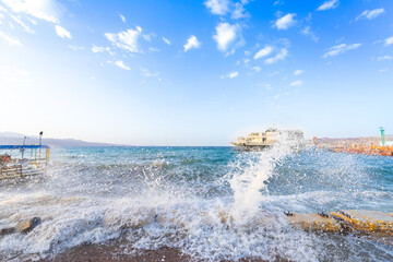 eilat beach splashes.
