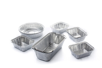 Disposable metal food container isolated on white background