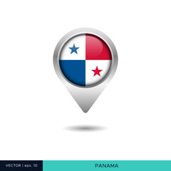 Panama flag map pin vector design template
