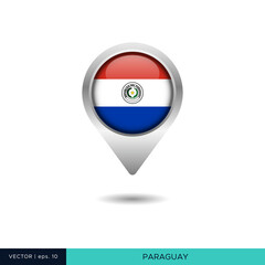 Paraguay flag map pin vector design template