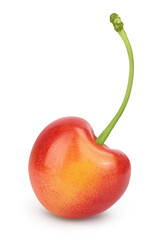 yellow-red sweet cherry isolated on white background with clipping path and full depth of field