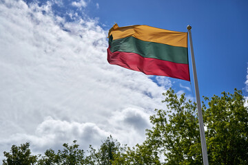 Lithuania flag on the wind in summer 