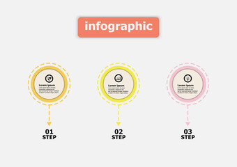 Circle linear design template for illustration. Planning design presentation business infographic template with 3 options. Creative concept planning used for web banner.