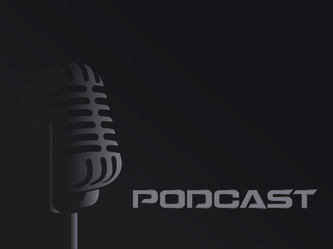 microphone on black background podcast cover