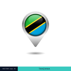 Tanzania flag map pin vector design template