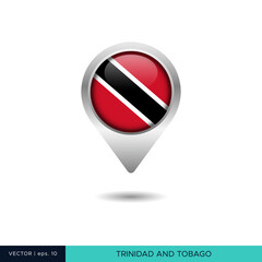 Trinidad and Tobago flag map pin vector design template