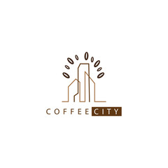 logo outline building illustration coffee design vector template