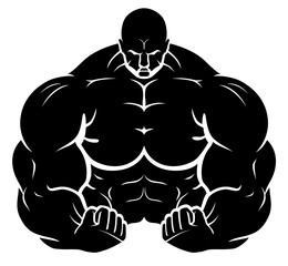 Body Builder Silhouette, Massive Muscle Flex