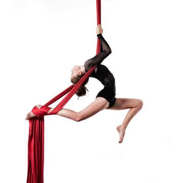 A girl performing a silks routine