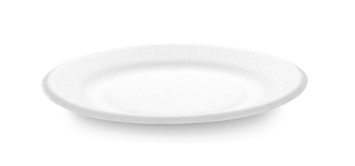 white paper plate on white background