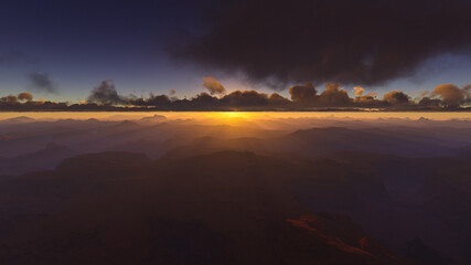 Desert landscape with stunning sky at sunset
