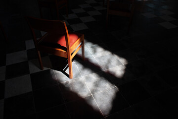 sun shining through a church window