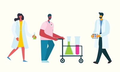 Team doctors on a white background. Vector illustration in flat style