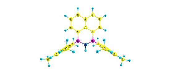 Boron nitride and carbon hybrid molecular structure isolated on white