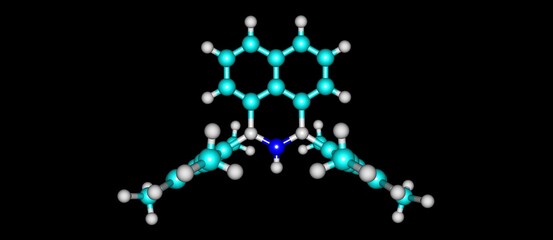 Boron nitride and carbon hybrid molecular structure isolated on black