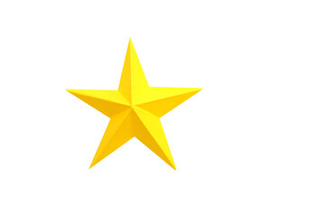 A yellow paper origami star isolated white