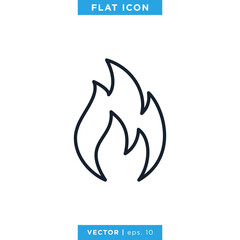 Fire Flame Icon Vector Design Template. Editable stroke.
