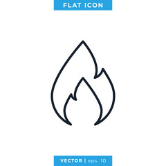 Fire Flame Icon Vector Design Template. Editable stroke.