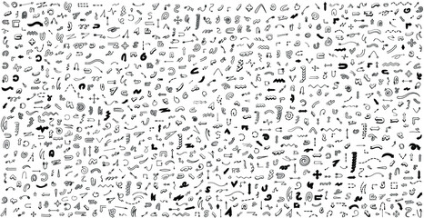 Abstract Set Black Collection Hand Drawn Different Arrows Elements Vector Design Sketch Style Doodle Line Brush Icons