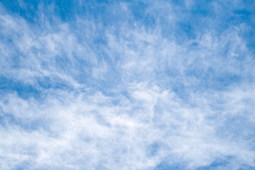 Cloudy sky. Blue sky with white clouds. Natural landscape background.