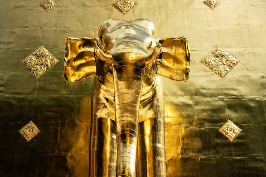 Beautiful golden elephant statue