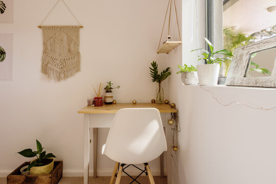 small study desk in teen bedroom