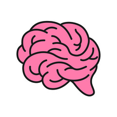 Simple flat bright vector brain icon.
Cartoon symbol of intelligence, education, knowledge and mental health.