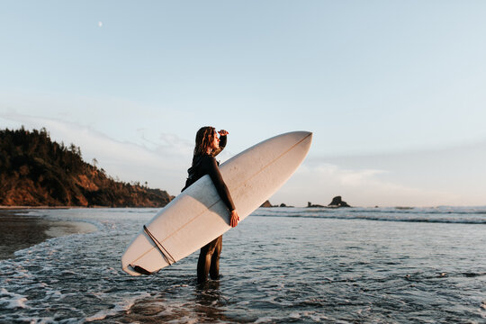 Girl with surfboard