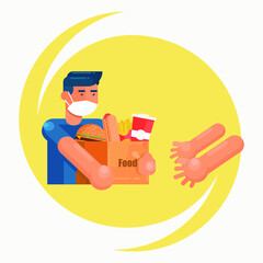 man carrying box, Delivery Man fast food delivery Courier,
 white background flat vector,illustration