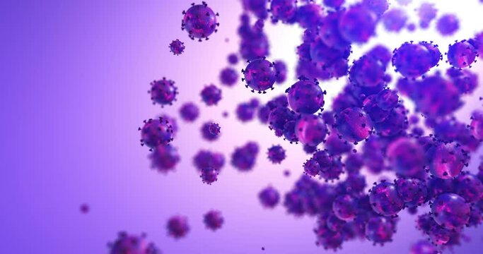Dangerous Flu Virus Under Microscope. Seamless Loop With Copy Space. Health And Science Related High Quality Seamless Loop Virus CG Animation.