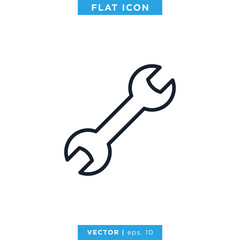 Wrench Icon Vector Design Template. Editable Stroke
